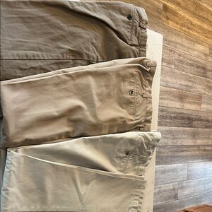 Set of 3 38X34 Lands End flat front Khaki cotton chinos